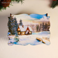 Шкатулка большая новогодняя "Дом на опушке", микс, 20х15х8,5 см