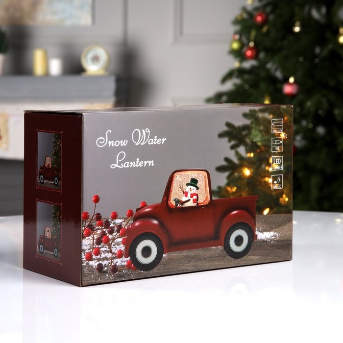 Светодиодная фигура &laquo;Машина снеговика&raquo; 22 &times; 11 &times; 9 см, пластик, батарейки ААх3 (не в комплекте), USB, свечение тёплое белое