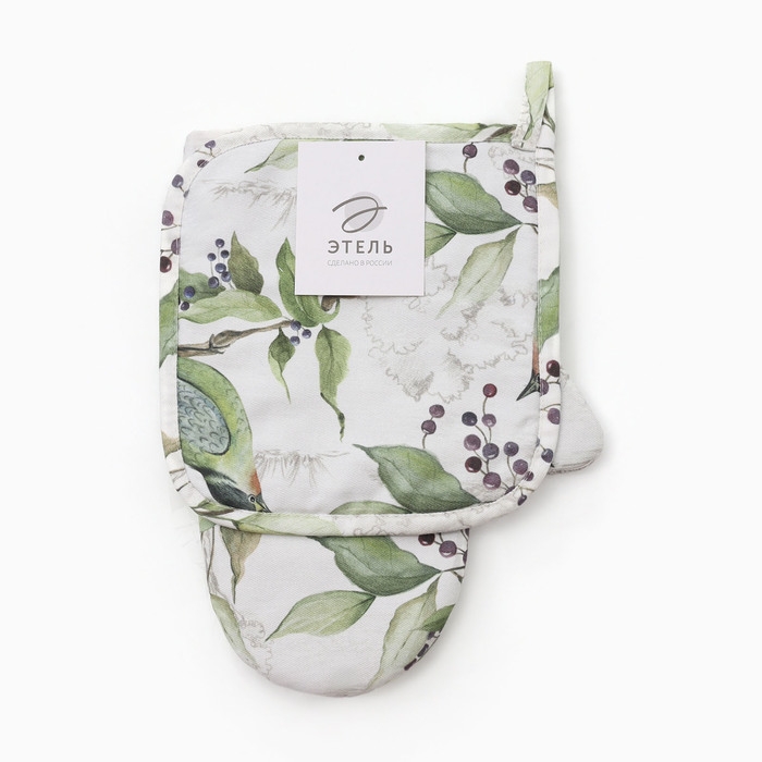 Набор Варежка-прихватка, прихватка Этель "Готовь с душой"  100% х/л, репс 220 г/м2