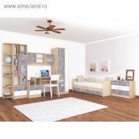 Кровать с ящиками Колибри Лофт, 1892x880x650, Дуб сонома/Ателье светлое/Акрил белый Кровать с ящиками Колибри Лофт, 1892x880x650, Дуб сонома/Ателье светлое/Акрил белый