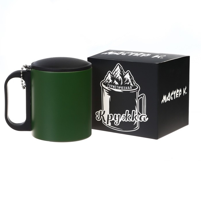 Термокружка, 180 мл, Туризм Термокружка, 180 мл, Туризм "Мастер К", сохраняет тепло 2 ч, 8.5 х 6.8 см, зеленая
