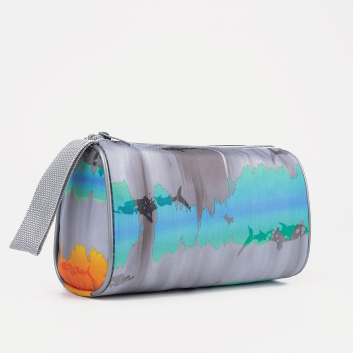 Косметичка на молнии, цвет серый/бирюзовый Косметичка на молнии, цвет серый/бирюзовый