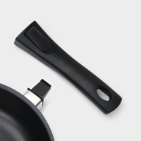 Сковорода &laquo;Традиция&raquo;, d=22 см, стеклянная крышка, съёмная ручка, антипригарное покрытие, цвет чёрный