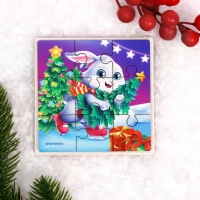 Дервянные пазлы на новый год &laquo;Зайка спешит на праздник&raquo;