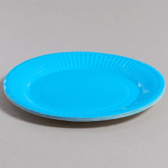 Набор бумажной посуды одноразовый: 6 тарелок, 6 стаканов, цвет голубой Набор бумажной посуды одноразовый: 6 тарелок, 6 стаканов, цвет голубой