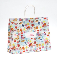 Пакет подарочный крафтовый "С Днём Рождения" 31,5 х 25 х 11,5 см, 120 г/м&sup2;