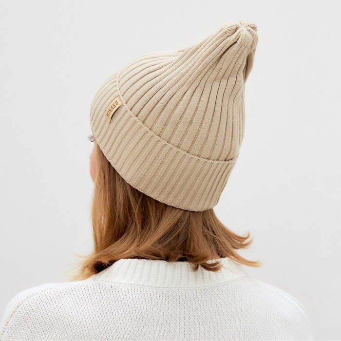 Шапка женская MINAKU Шапка женская MINAKU "Трюфель" цвет бежевый, размер 54-56