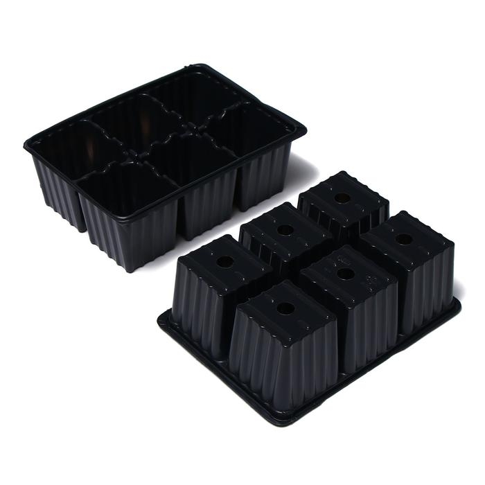 Мини-парник для рассады, 57 &times; 18 &times; 14,5 см, 3 вставки, 18 ячеек, Greengo