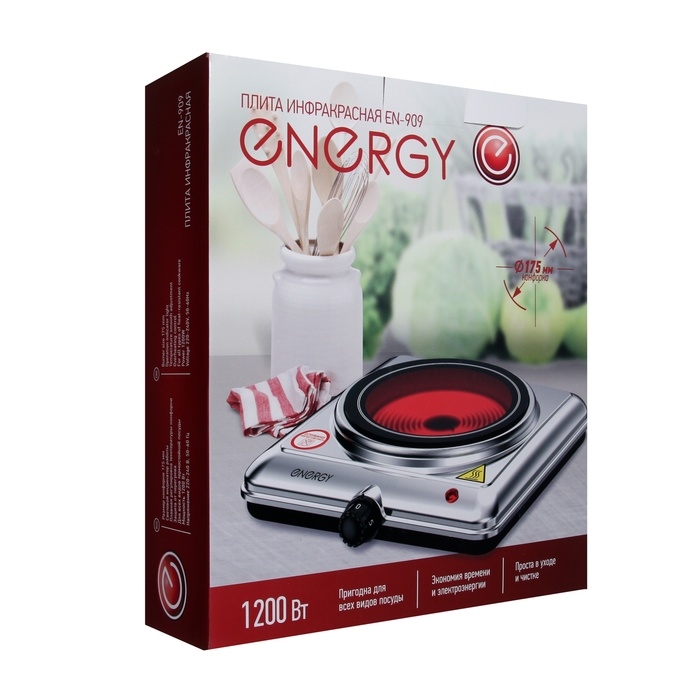 Плитка инфракрасная Energy EN-909, 1200 Вт, 1 конфорка, чёрная Плитка инфракрасная Energy EN-909, 1200 Вт, 1 конфорка, чёрная