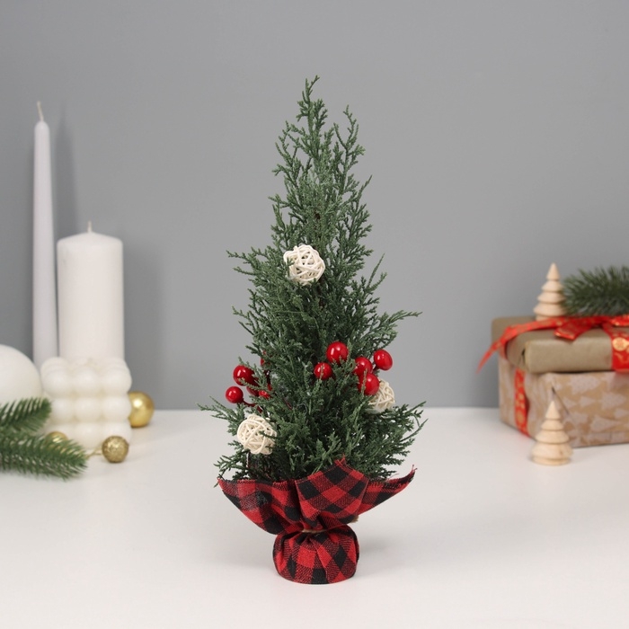 Ёлка декор Ёлка декор "С ягодками и шариками, в мешочке" 27х10 см