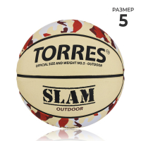 Баскетбольный мяч TORRES Slam, B02065, клееный, 8 панелей, р. 5, резина Баскетбольный мяч TORRES Slam, B02065, клееный, 8 панелей, р. 5, резина