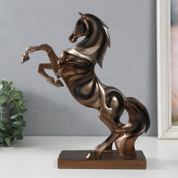 Сувенир полистоун Сувенир полистоун "Жеребец на дыбах" медный 25х9,7х29,9 см