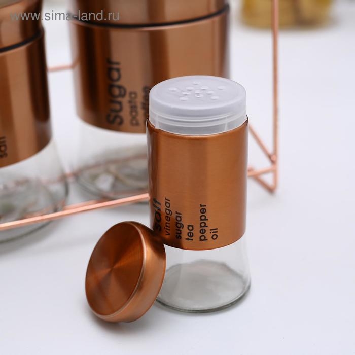 Набор банок стеклянных для сыпучих продуктов «Стиль», 28×12×31 см, на подставке, 8 шт, цвет бронзовый Набор банок стеклянных для сыпучих продуктов «Стиль», 28×12×31 см, на подставке, 8 шт, цвет бронзовый