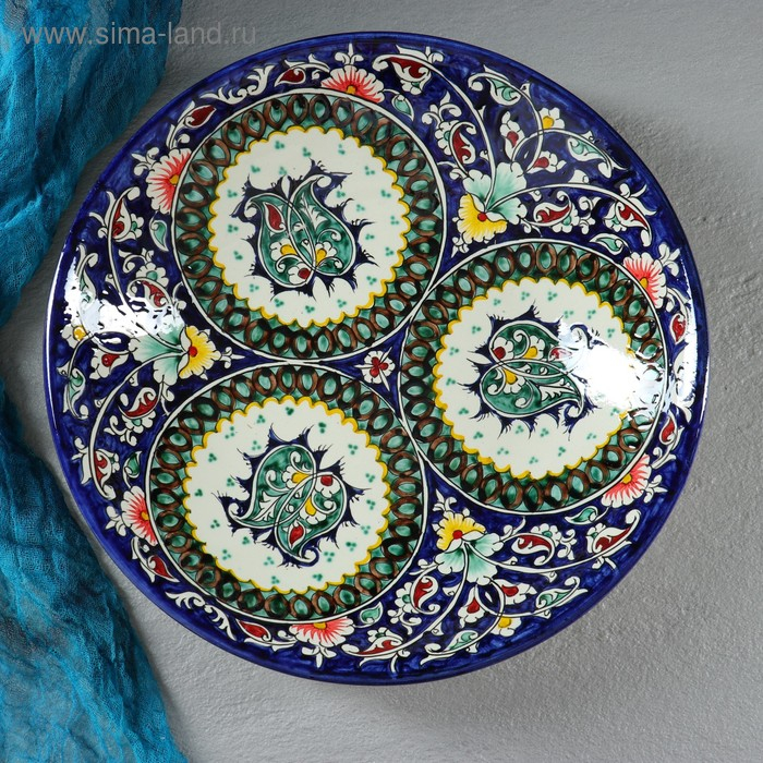 Ляган Риштанская Керамика Ляган Риштанская Керамика "Узоры", 33 см, глубокий, синий