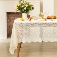 Скатерть Доляна Ажур цв.бежевый 140*200 &plusmn;5 см, 100%п/э