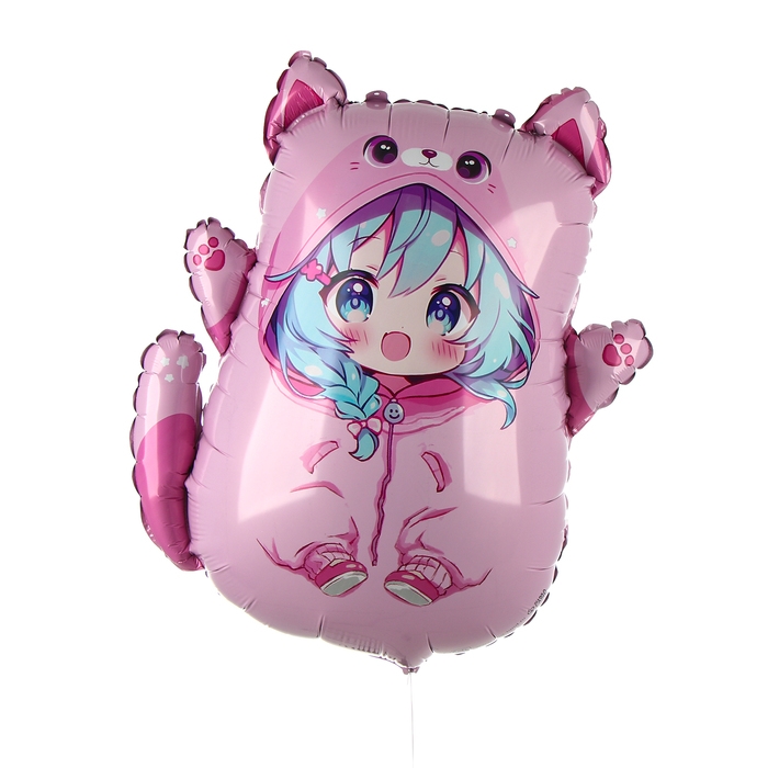 Воздушный шар фольгированный 28" &laquo;Аниме-кошечка&raquo;, с подложкой