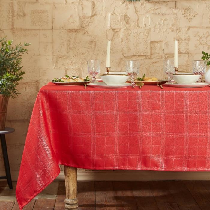 Скатерть Этель "Клетка" цв.серебро, 142*220 +/-3 см, 115 &plusmn;10 гр,100%