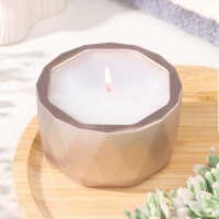 Свеча "Мрамор" в подсвечнике из гипса, 8,5х6см, шампань Свеча "Мрамор" в подсвечнике из гипса, 8,5х6см, шампань