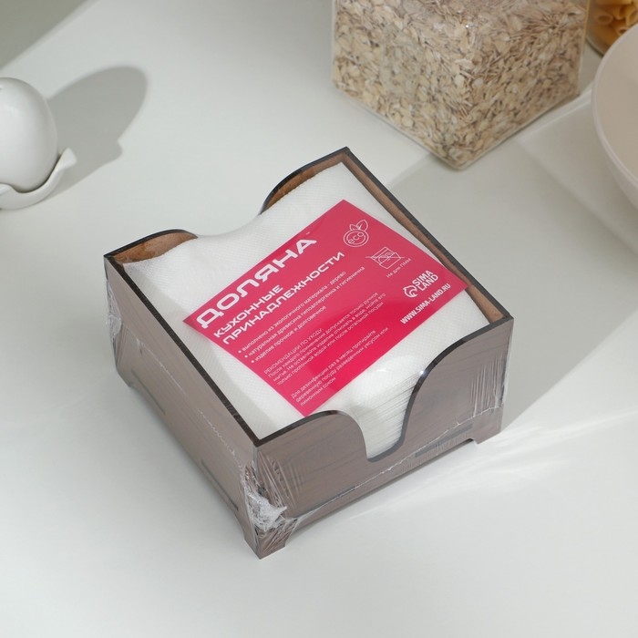 Салфетница деревянная &laquo;Орех&raquo;, без гравировки, с салфетками, цвет коричневый