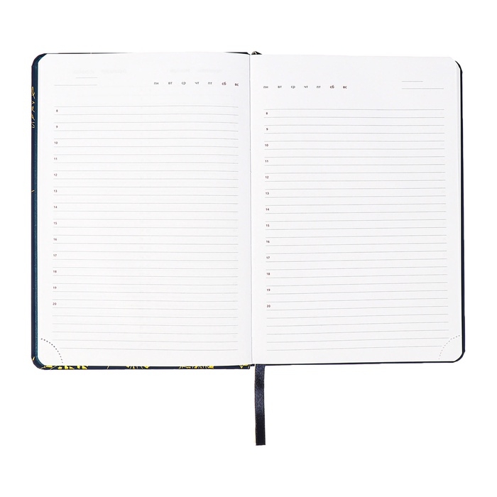 Ежедневник недатированный, A5, 136 листов, кожзам, deVENTE. Tropicana, твердая обложка, тиснение фольгой, перфорация, ляссе, блок 70%, темно-синий