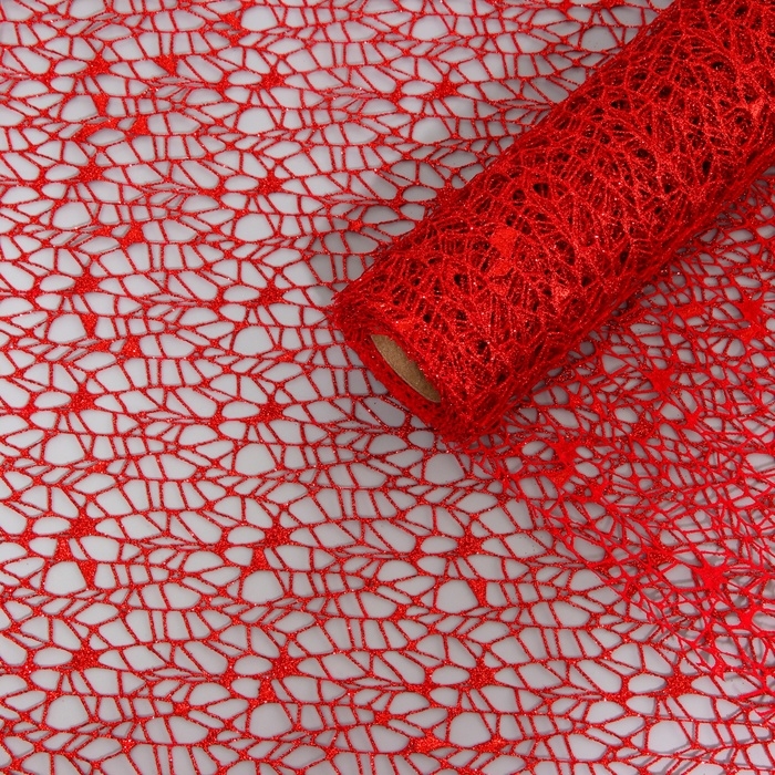 Упаковка для цветов Упаковка для цветов "Паутинка с глиттером" красная, 48 см х 4,5 м