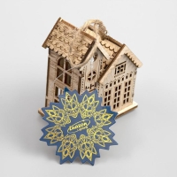 Ёлочная игрушка &laquo;Домик с башней&raquo;, от батареек, свечение тёплое белое