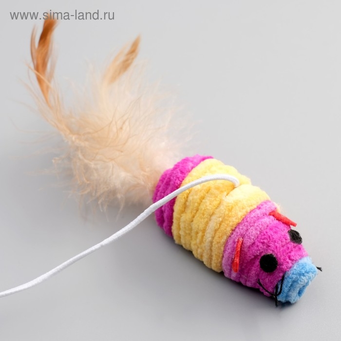Дразнилка с махровой мышкой (7 см) на деревянной палочке, 40 см, микс цветов Дразнилка с махровой мышкой (7 см) на деревянной палочке, 40 см, микс цветов