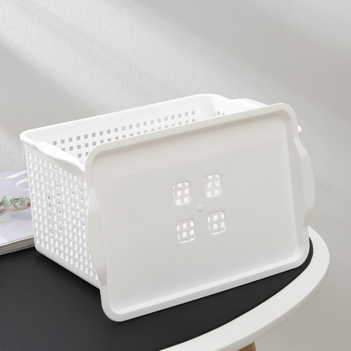 Корзина для хранения с крышкой &laquo;Лофт&raquo;, 5,3 л, цвет белый