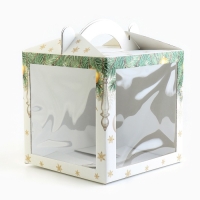 Коробка кондитерская с окном, сундук, «Уютный новый год» 20 х 20 х 20 см, Новый год Коробка кондитерская с окном, сундук, «Уютный новый год» 20 х 20 х 20 см, Новый год