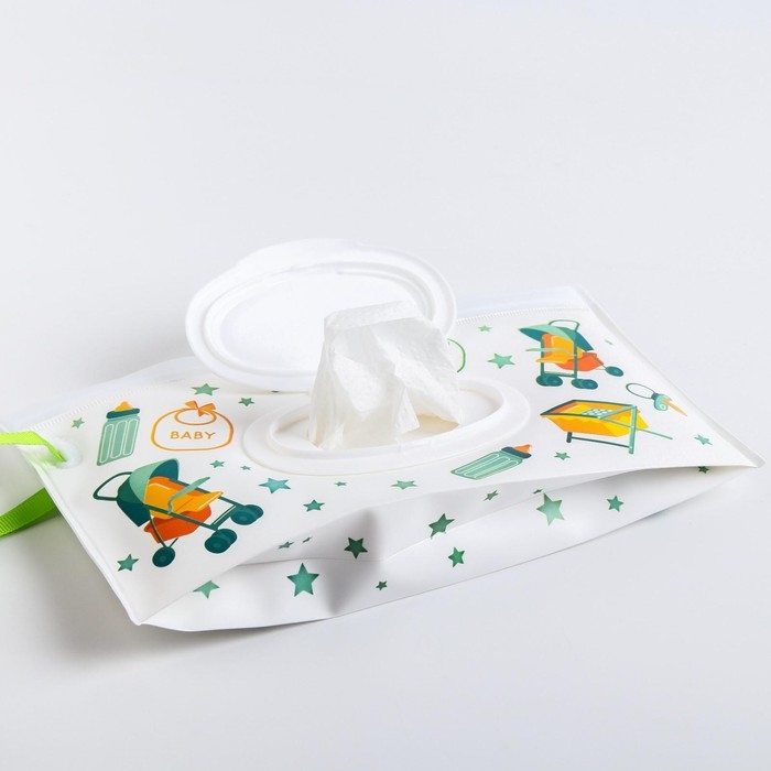 Контейнер для салфеток с петелькой «Коляски», цвет МИКС Контейнер для салфеток с петелькой «Коляски», цвет МИКС