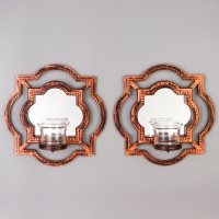 Подсвечник настенный стекло на 1 свечу "Отражение" набор 2 шт d-4 см ст. бронза 8х20х20,5 см