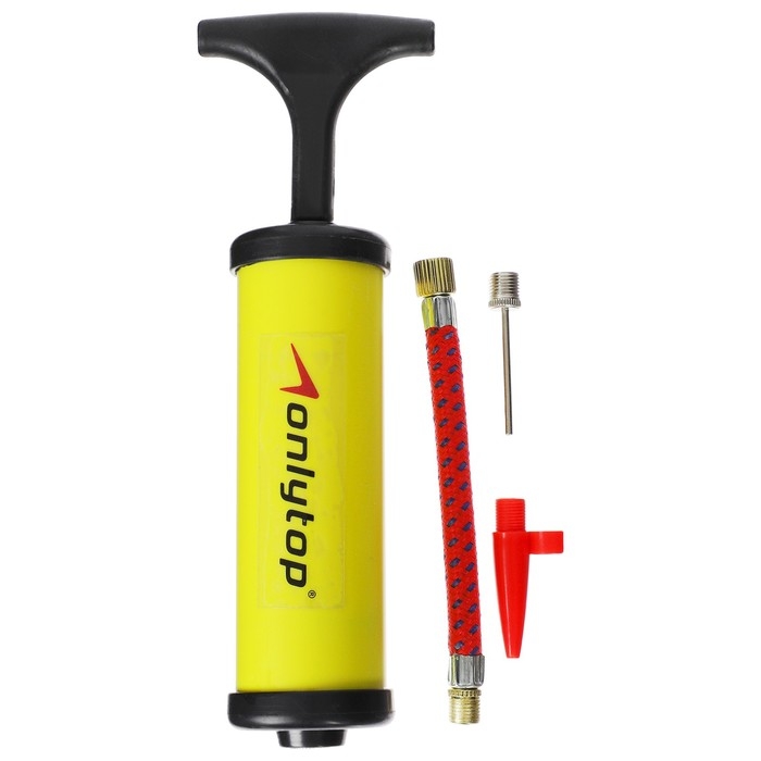 Насос для мячей ONLYTOP, 17 см, 2 насадки, шнур, цвета МИКС