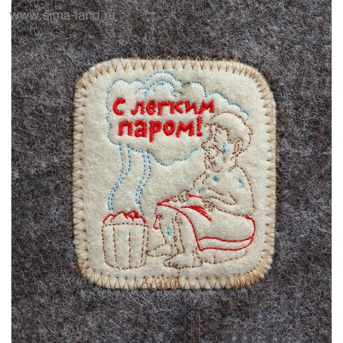 Лежак для бани темный с вышивкой "С легким паром" 150х50 см