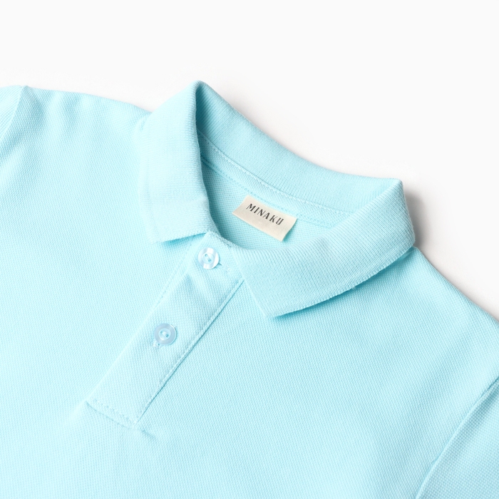 Футболка детская поло MINAKU: Basic line цвет голубой, рост 110