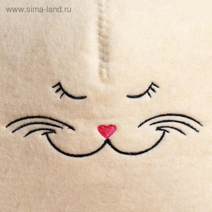 Шапка для бани "Кошечка", фетр белый