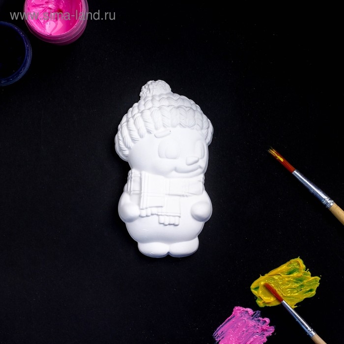 Новогодняя фигура под роспись с подвесом Новогодняя фигура под роспись с подвесом "Снеговик мальчик" 12х8см