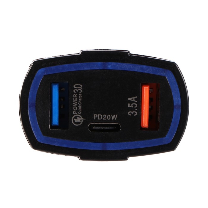 Зарядное устройство Cartage, 12-24 В, 2 USB, Type-C 3.5 А, черный Зарядное устройство Cartage, 12-24 В, 2 USB, Type-C 3.5 А, черный