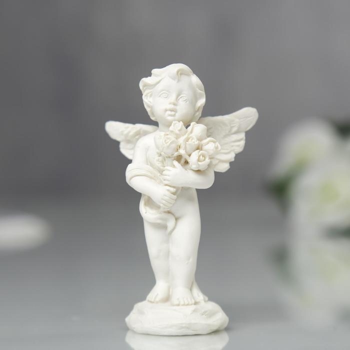 Сувенир полистоун Сувенир полистоун "Ангелочек с букетом роз" МИКС 7,2х4,5х2,8 см