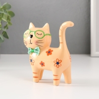 Сувенир керамика "Кошечка в зелёных очках, в цветочках" жёлтый 11,6х4,3х11,5 см