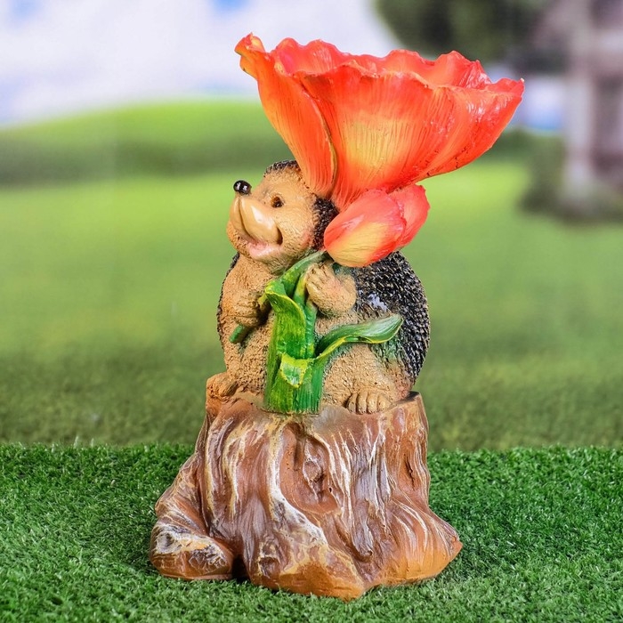 Садовая фигура - поилка Садовая фигура - поилка "Ежик на пне" 26см