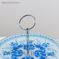 Этажёрка - фруктовница круглая Доляна &laquo;Синева&raquo;, 2 яруса, d=25/20 см, стекло, цвет голубой