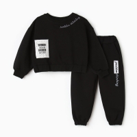 Комплект для девочки (свитшот, брюки), цвет чёрный, рост 122 см Комплект для девочки (свитшот, брюки), цвет чёрный, рост 122 см