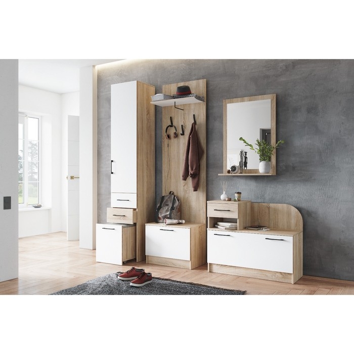 Обувница Денвер, 600х360х990, Дуб сонома/Белый
