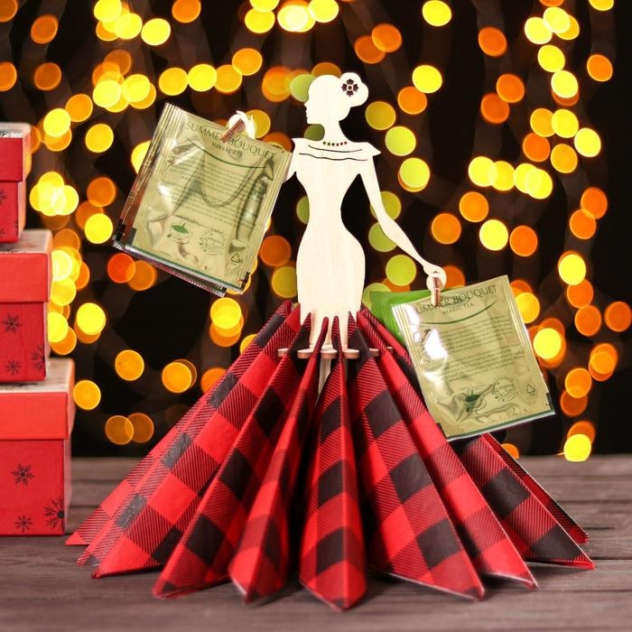 Салфетница деревянная &laquo;Статная&raquo;, с держателем для чая, 25&times;13&times;13 см