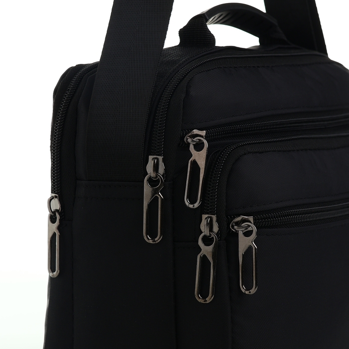 Сумка деловая на молнии, 3 наружных кармана, цвет чёрный Сумка деловая на молнии, 3 наружных кармана, цвет чёрный