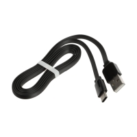 Кабель Type-C - USB, 2.4 А, 1 м, зарядка + передача данных, плоский, пакет, черный Кабель Type-C - USB, 2.4 А, 1 м, зарядка + передача данных, плоский, пакет, черный