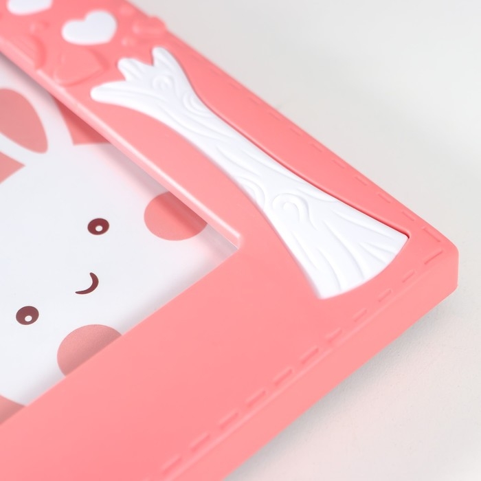 Фоторамка пластик 12х17 см Фоторамка пластик 12х17 см "Зайчик с сердечным деревом" розовая 24х18,5 см