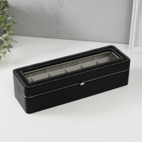 Шкатулка кожзам под часы 6 отделений "Чёрная" 9,5х30,5х8 см Шкатулка кожзам под часы 6 отделений "Чёрная" 9,5х30,5х8 см