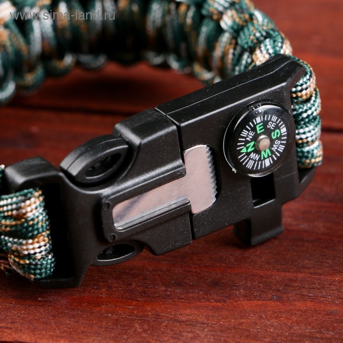 Браслет для выживания 4в1(паракорд, компас,свисток,огниво), 25.5 &times; 2.5 см, 3 м