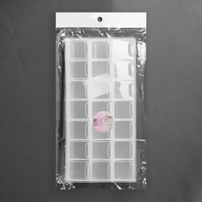 Органайзер для рукоделия, 21 отделение, 21,5 × 10,5 × 1,9 см, цвет прозрачный Органайзер для рукоделия, 21 отделение, 21,5 × 10,5 × 1,9 см, цвет прозрачный